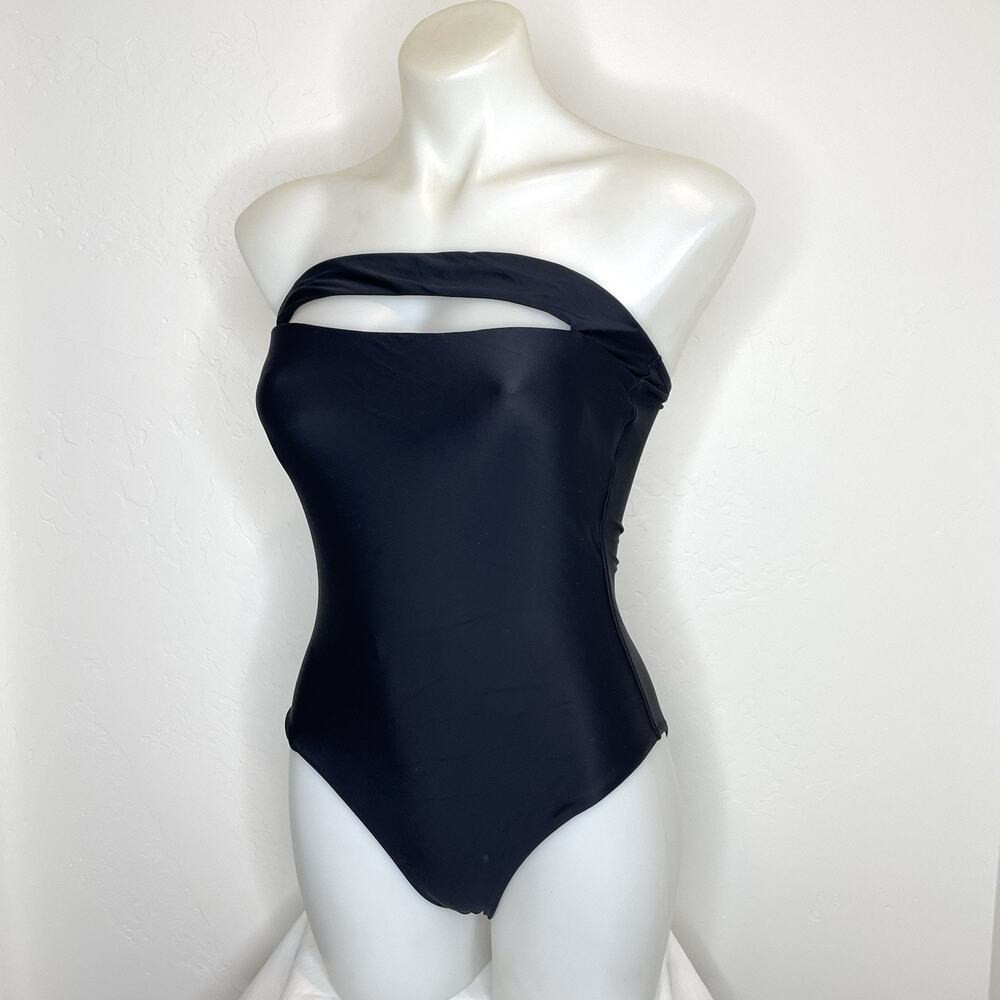 Pily Q Sabrina Bandeau One Piece Cutout Swimsuit Womens Medium Black